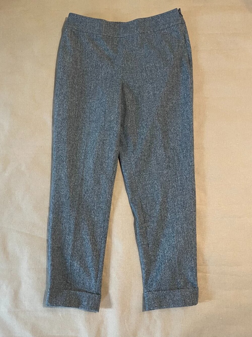 Nic + Zoe Forever Flannel Trouser Women's Sz 10 Gray Cuffed Ankle Career